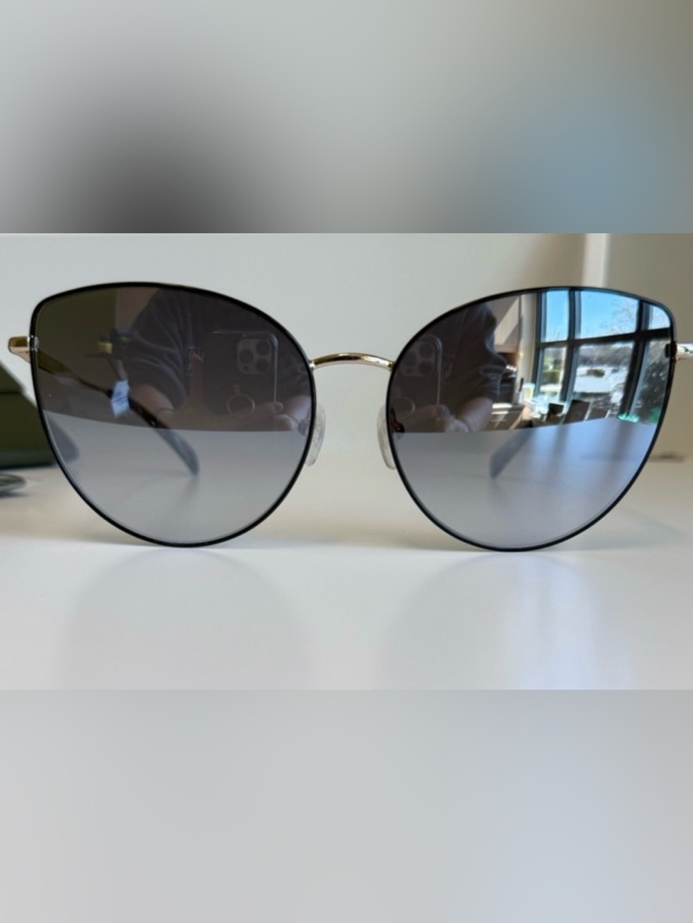 Longchamp Black and Gold Oversized Gradient Lens Sunglasses